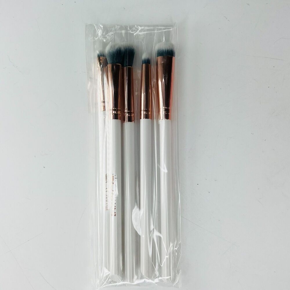 Crown All Eyes On You 5pc Luxe Eyeshadow MakeUp Brush Set White Rose Gold NIB